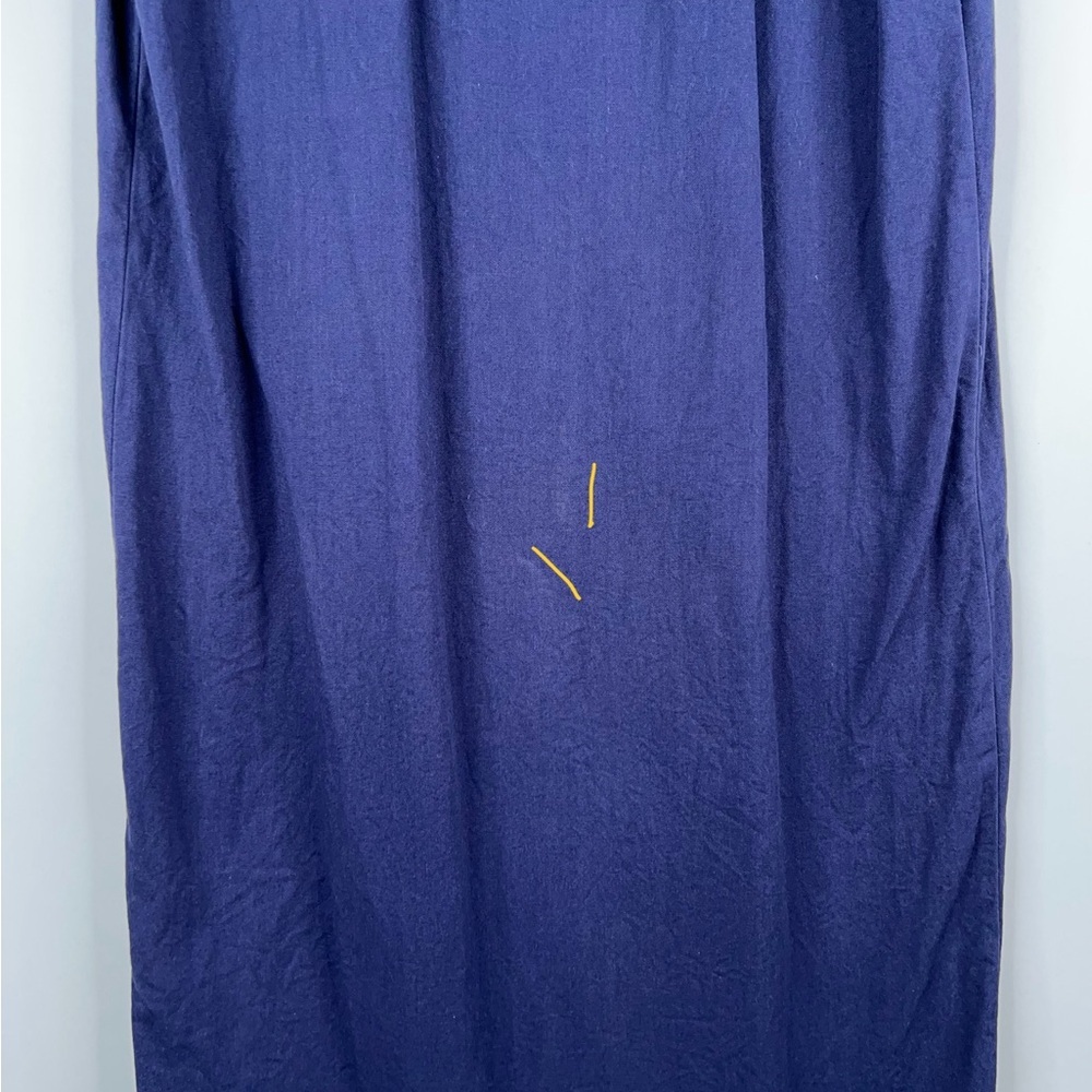 Ilana Kohn Gigi Maxi Dress Navy Blue Button Front Short Sleeve Cotton Minimal - Picture 8 of 14